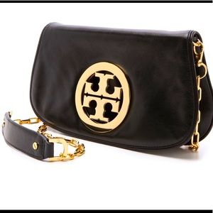 Tory Burch black and Gold Clutch